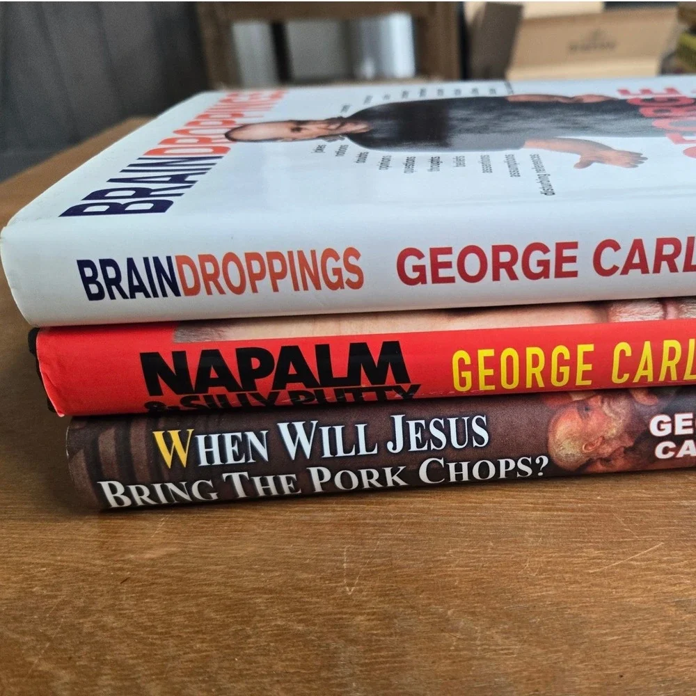 George Carlin Book Set 3 Hardcover Brain Droppings Napalm Pork Chops Good‎ Humor